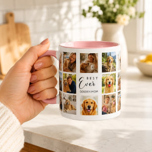 Golden Retriever Mutter Mama Foto-Collage rosa Tasse