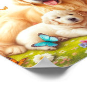 Golden Retriever Mutter und ihr Welpe Poster (Ecke)