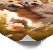 Golden Retriever Mutter und ihr Welpe Poster (Ecke)