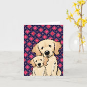 Golden Retriever Mutter und Welpe Karte (Gelbe Blume)