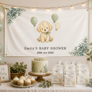 Golden Retriever Neutrale Babyparty Sagegrün Banner