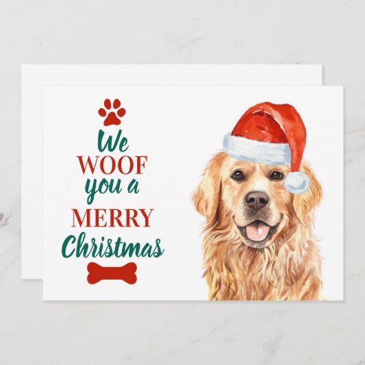 Golden Retriever Niedlich Dog Frohe Weihnachten (Vorne/Hinten)