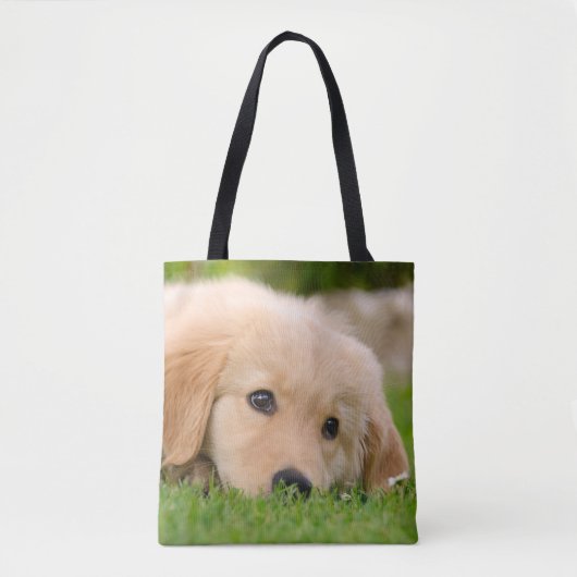 Golden Retriever Niedlich Puppy Dog Foto - on Shop Tasche (Vorderseite)