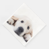 Golden Retriever niedlicher Welpe liegt hinunter Serviette (Ecke)