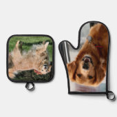 Golden Retriever Ofenhandschuh & Topflappen-Set (Vorderseite)