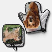 Golden Retriever Ofenhandschuh & Topflappen-Set (Vorderseite/Rückseite)
