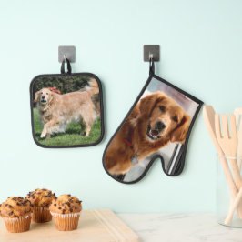 Golden Retriever Ofenhandschuh & Topflappen-Set