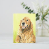 Golden Retriever Original Hund Kunst Postkarte (Stehend Vorderseite)