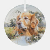 Golden Retriever Ornament Aus Glas (Vorderseite)