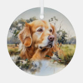 Golden Retriever Ornament Aus Glas (Rückseite)