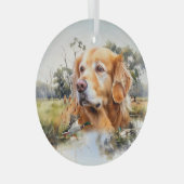 Golden Retriever Ornament Aus Glas (Vorderseite Rechts)