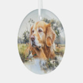 Golden Retriever Ornament Aus Glas (Vorderseite links)