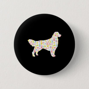 Golden Retriever Osterhase Bunny Dog Silhouette Button