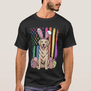 Golden Retriever Ostern Amerikanische Eier Flagge  T-Shirt