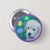 Golden retriever-Ostern-Welpen-Karten u. Geschenke Button (Vorne & Hinten)
