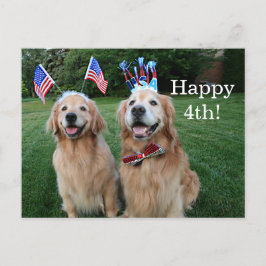 Golden Retriever Outdoor Independence Day Postkarte