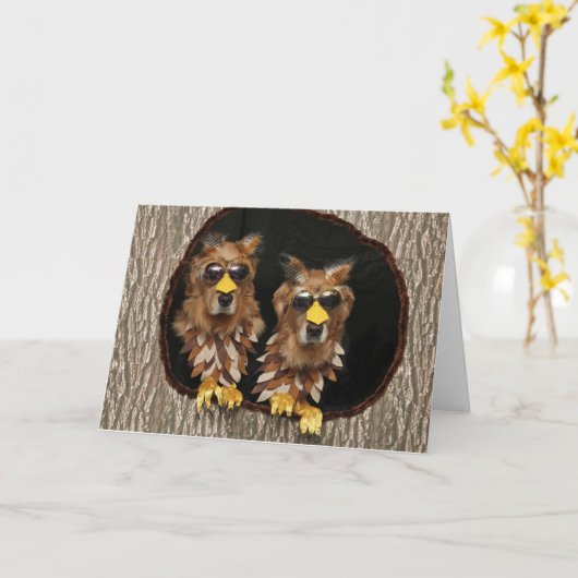 Golden Retriever Owls Geburtstag Karte (Gelbe Blume)
