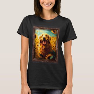 Golden Retriever Painting Sunflower Flower Mom Wom T-Shirt