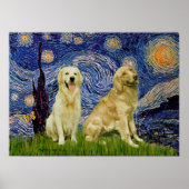 Golden Retriever Pair 3 - Starry Night Poster (Vorne)