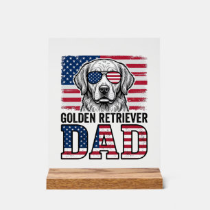 Golden Retriever Papa Patriotisches Vintage-Hund-S Acrylschild