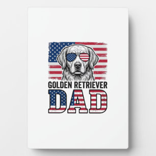 Golden Retriever Papa Patriotisches Vintage-Hunde- Fotoplatte