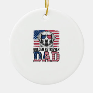 Golden Retriever Papa Patriotisches Vintage-Hunde- Keramik Ornament