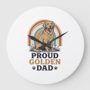 Golden Retriever Papa-Shirt Vintage Hund Vater Ges Große Wanduhr