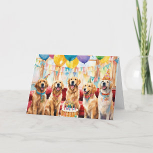 Golden Retriever Party Geburtstagskarte Dankeskarte