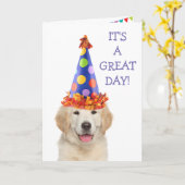 Golden Retriever Party Welpe Geburtstag Karte (Gelbe Blume)