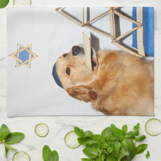 Golden retriever-PassahfestMatzo Geschirrtuch (Gefaltet)