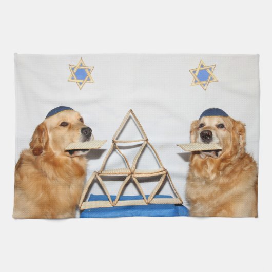 Golden retriever-PassahfestMatzo Geschirrtuch (Horizontal)