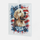 Golden Retriever Patriotic Glass Ornament Aus Glas (Vorderseite links)