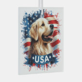 Golden Retriever Patriotic Glass Ornament Aus Glas (Vorderseite Rechts)