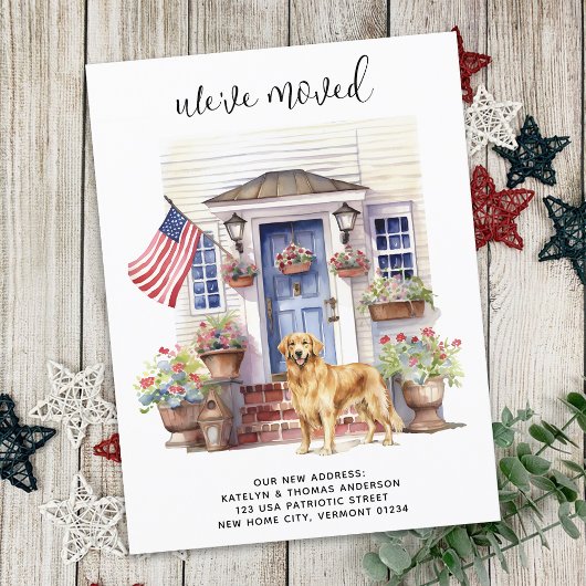 Golden Retriever Patriotic Personalisiert Dog Movi Ankündigungspostkarte