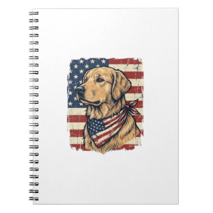 Golden Retriever Patriotisches Vintage-Vektordesig Notizblock