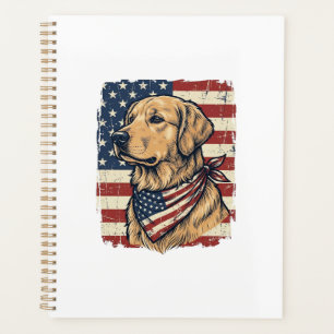 Golden Retriever Patriotisches Vintage-Vektordesig Planer