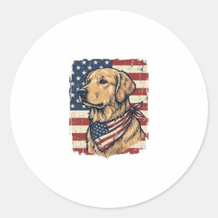Golden Retriever Patriotisches Vintage-Vektordesig Runder Aufkleber