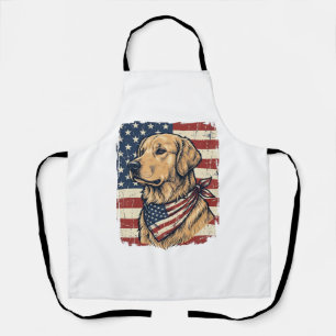 Golden Retriever Patriotisches Vintage-Vektordesig Schürze