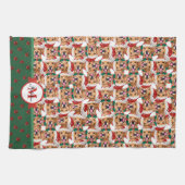 Golden Retriever Pattern Monogram Weihnachtshund Geschirrtuch (Horizontal)
