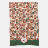 Golden Retriever Pattern Monogram Weihnachtshund Geschirrtuch (Vertikal)