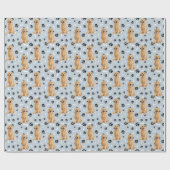 Golden Retriever Paw Print Patches auf Silver Blue Geschenkpapier (Flach)