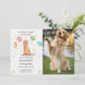 Golden Retriever Pawty Doppy Welpe Birthday Blue Einladung (Stehend Vorderseite)