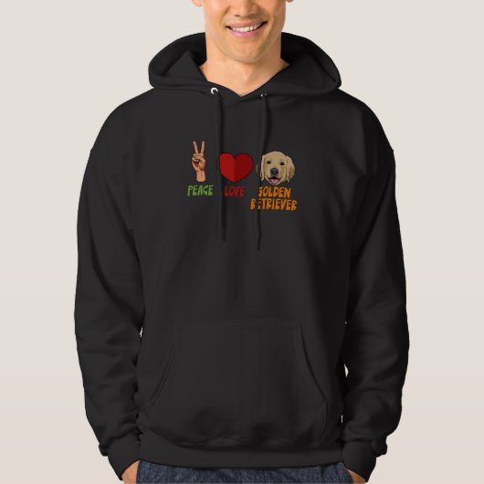 Golden Retriever Peace Love Unity Heart Truce Pets Hoodie (Vorderseite)