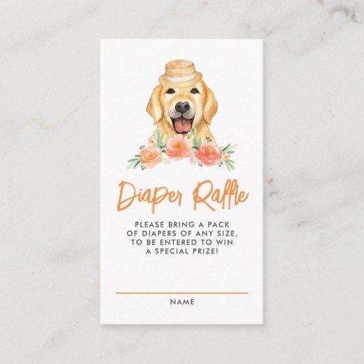 Golden Retriever Peach Diaper Raffle Game Begleitkarte (Vorderseite)
