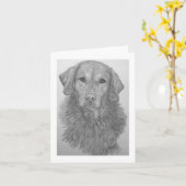 Golden Retriever Pencil Art Notecard Karte (Gelbe Blume)