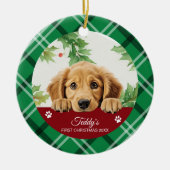 Golden Retriever Personalisiert Erstes Weihnachten Keramik Ornament (Vorne)