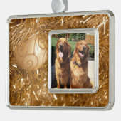 Golden Retriever Personalisiert Weihnachtsschmuck Rahmen-Ornament Silber (Links)