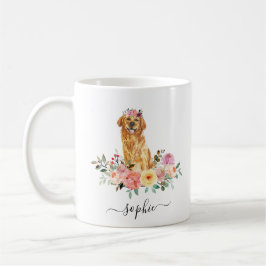 Golden Retriever Personalisierter Blumenkaffee Tas Kaffeetasse