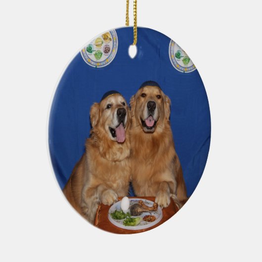 Golden Retriever Pessach Seder Plättchen Keramikornament (Rechts)