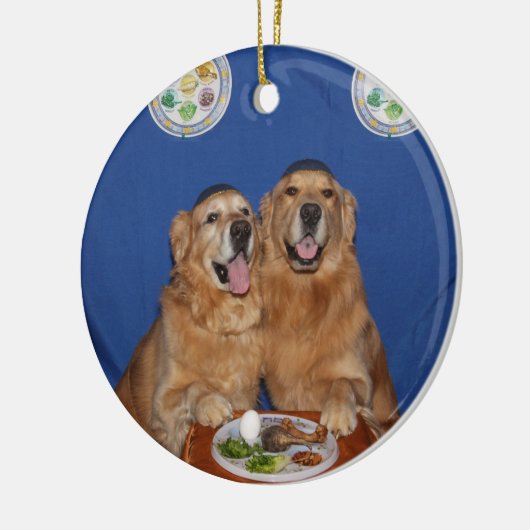 Golden Retriever Pessach Seder Plättchen Keramikornament (Links)